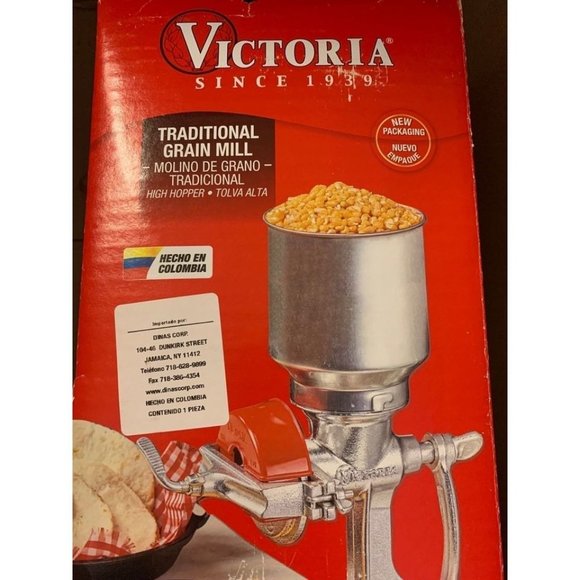 Victoria Manual High Hopper Grain Grinder, Silver Red Molino - Picture 3 of 7